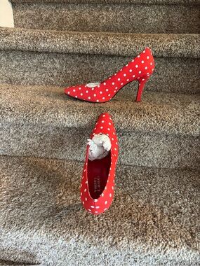 Valley Lane Red and White Polka Dot Pointed-Toe Heels